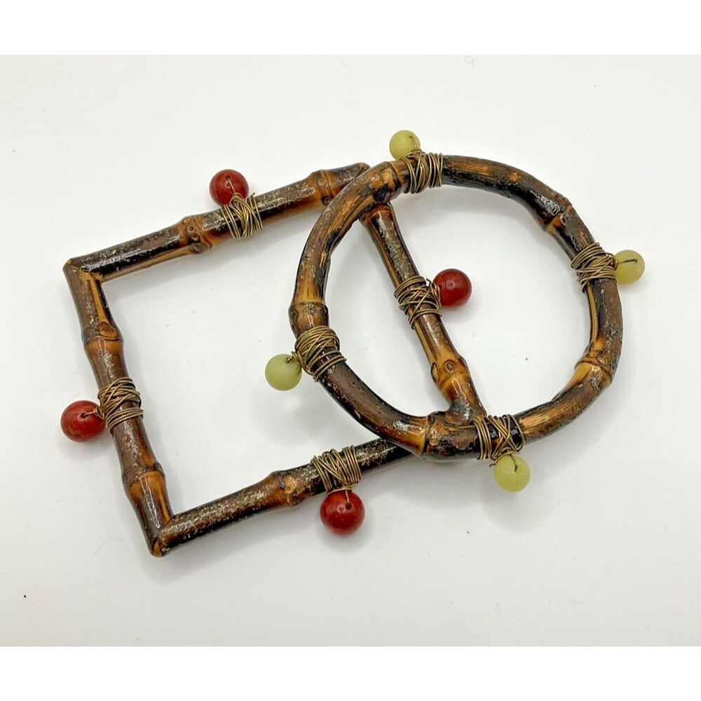 Antique Bamboo Geometric Bead Bangle Bracelet Fashion Jewelry Asian